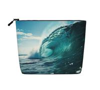 Ocean Green Wave Surf - Bolsa de viaje versátil para maquillaje, gran capacidad, bolsa de cosméticos con cremallera, Black, Talla única, Neceser