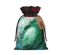 Ocean Green Wave Surf - Bolsa resistente con cordón de 8.3 x 11.8 pulgadas, bolsa de regalo moderna y práctica para necesidades diarias, 1 unidad