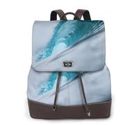 Ocean Green Wave Surf - Mochila de cuero para mujer, bolsa para libros de escuela secundaria y universidad, mochila ligera e informal para cada temporada