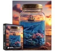Ocean in a Bottle - Rompecabezas de 1000 piezas para adultos, escena de puesta de sol, rompecabezas artístico desafiante para actividades familiares, coloridos rompecabezas de manualidades para