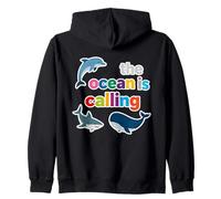 Ocean Is Calling Dolphin Shark Whale, Colorido diseño Marino Sudadera con Capucha