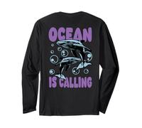 Ocean Is Calling Humpback Whale Life Backprint Manga Larga
