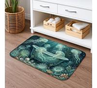 Ocean Jellyfish - Tapete de baño de secado rápido, absorbente y antideslizante, diseño de vida marina colorida, de franela costera, lavable, para baño, baño, baño, decorativo, 16 x 24 pulgadas