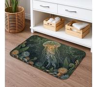 Ocean Jellyfish - Tapete de baño de secado rápido, absorbente y antideslizante, diseño de vida marina tropical, tapete decorativo de franela lavable para baño, inodoro, baño, 16 x 24 pulgadas