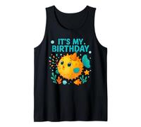 Ocean Kids Party Celebration It's My Birthday Puffer Fish Camiseta sin Mangas