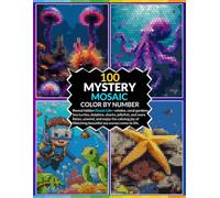 Ocean Life Color by Number Mystery Mosaic: 100 Hidden Sea Creatures and Underwater Scenes | Relaxing Mosaic Coloring Book for Adults, Teens, and Seniors