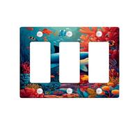 Ocean Life - Placas de cubierta para interruptor de luz, diseño de tiburón azul y arrecife de coral para decoración de habitación de niños, placas de pared termoplásticas, placa de pared de tamaño