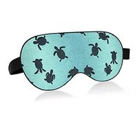Ocean Life Sea Turtle Silhouettes On Turquoise Eye Masks Cover Blocks Light Sleep Mask Shade Cover Blindfold Relaxing Eyeshade Cover con correa ajustable para la cabeza para hombres, mujeres y niños