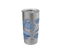 Ocean Life Sea Whale Dolphin Beach 90s Vintage Graphic Vaso térmico de acero inoxidable de doble pared