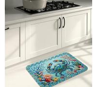 Ocean Life - Tapetes de cocina para piso, coloridos diseños de animales marinos, suaves, acolchados, cómodos, lavables, para fregaderos de cocina, lavadero, baño, 20 x 31 pulgadas