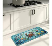 Ocean Life - Tapetes de cocina para piso, coloridos diseños de animales marinos, suaves, acolchados, cómodos, lavables, para fregaderos de cocina, lavadero, baño, 16 x 47 pulgadas
