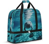 Ocean Manatee - Bolsa de viaje para mujeres y hombres, bolsa de fin de semana, plegable, separada, 47 L, para deportes, gimnasio, yoga, color, 47 L, Organizador de bolsas