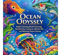 Ocean Odyssey Adult Coloring Book Featuring Detailed Sea Creatures, Marine Life, and Relaxing Ocean Scenes