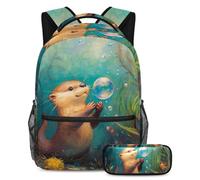 Ocean Otters - Juego de mochila escolar y estuche para lápices para adolescentes, niñas, niños, mochila ligera de viaje, Multicolor 2, Talla única, Mochilas de viaje
