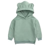 Ocean Plus Sudadera con capucha de oso para niños, forro polar, sudadera con capucha, verde hierba, 116-120