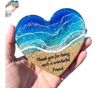 Ocean Pocket Heart, Mini Cute Handmade Resin Beach Pocket Hearts, Natural Heart Sea Fused Handmade Ocean Glass Ornament, Fun Ornament & Pockets Token, Good Luck Gifts For Family, Friend (#D)