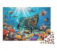 Ocean Puzzle Wreck Puzzle 1000 Piezas Papel Reciclado Underwater Treasure Hunt Puzzles for Adults Fun and Desafiante Juego Familiar Holiday Blessings Regalo for Hombres 70x50cm/1000 piezass