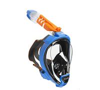 OCEAN REEF - Air QR + Máscara de Snorkeling de Cara Completa con Boquilla - Visión Acuática de 180 Grados - Color Azul - Talla S/M