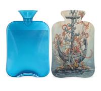 Ocean Retro Anchor - Botella de agua caliente con tapa, 2 L, bolsa de agua de gran capacidad para noches acogedoras, alivio del dolor, espalda, cuello y hombros