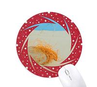 Ocean Sand Beach Orange Line foto Wheel mouse pad de goma roja redonda
