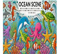 Ocean Scene: Coloring Book for Adults and Kids, Bold and Easy Designs for Relaxation with Sea Life