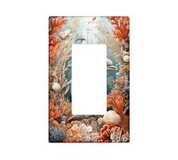 Ocean Scene - Placas de cubierta para interruptor de luz, cubierta de salida, delfín submarino y decoración de coral para acentos de pared, placas de pared termoplásticas, balancín individual de