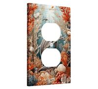 Ocean Scene - Placas de cubierta para interruptor de luz, decoración de delfín submarino y coral para acentos de pared, placas de pared termoplásticas, tamaño estándar, salida dúplex individual