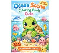 Ocean Scenes Coloring Book Cute: Easy and Bold Marine Animals Designs for Kids, Relaxation and Stress Relief Designs (Underwater World) - Color & Frame - By the Sea (Cute Ocean Animals)