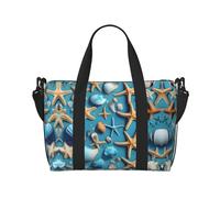 Ocean Sea Beach Seashells Starfish Blue Print Versátil Travel Gym Bolsa de transporte, ideal para negocios, deportes, estancias de fin de semana, negro, talla única, Black, Talla única