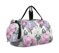 Ocean Sea Creatures - Bolsa de lona azul para niños, fin de semana, bolsa de viaje para niñas, bolsa de viaje para niños y deportes, Peonías florales rosa, azul y blanco, Classic