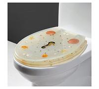 Ocean Series Art - Asiento de inodoro de resina de cierre lento con efectos 3D, tapa de inodoro resistente con delfín, estrella de mar, conchas marinas reales y arena para inodoros tipo U/V/O