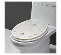 Ocean Series Art - Asiento de inodoro de resina de cierre lento con tapa, efectos 3D, tapa de inodoro resistente con delfín, estrella de mar, conchas marinas reales y arena para inodoro tipo U/V/O