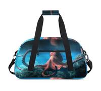 Ocean Shallow Octopus - Bolsas de lona para niñas y niños, pulpo durante la noche, bolsa de viaje de fin de semana, bolsa de viaje de 24 L, bolsa de deporte para gimnasio, práctica, color, 24 L,