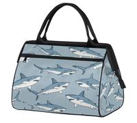Ocean Sharks - Bolsa de gimnasio para hombres y mujeres, bolsa de viaje con animales marinos marinos, bolsa de lona impermeable para fin de semana, bolsa ligera para equipaje de mano