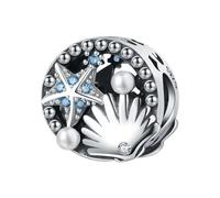 Ocean Shell Starfish Pearl Bead, Charm de cuentas de plata esterlina 925 auténtica, compatible con con pulsera Pandora, embalaje de caja de regalo