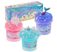 Ocean Slime Kit 3 Pack para niños: incluye slime de perlas de sirena, crujiente rosa y baba azul transparente, diversión y sentido, juego de slime para niñas y niños, regalos de fiesta Slimes
