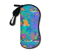 Ocean Soft - Funda para anteojos de sol de seguridad con diseño de criaturas oceánicas coloridas con gancho de cierre, almacenamiento portátil Tra, Azul, 3x7 Inch