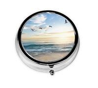 Ocean Sunset, pastillero, pastillero cuadrado para bolsillo o monedero, pastillero pequeño, organizador de pastillas de viaje