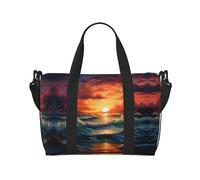 Ocean Sunset Scenery - Bolsa de viaje para mujer, bolsa de mano grande para fin de semana, bolsa de entrenamiento para gimnasio, bolsa de hospital para mamá, NEGRO, One Size