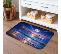 Ocean Sunset - Tapete de baño de secado rápido, diseño de paisaje marino de ensueño y cielo nocturno, absorbente, antideslizante, tapete decorativo de verano de franela lavable para baño, inodoro