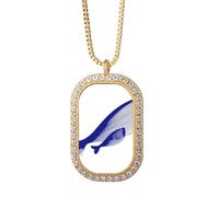 Ocean The Blue Whale - Collar con colgante de diamantes de cristal dorado