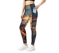 Ocean Tide Print - Ropa de gimnasio para mujer, conjuntos de entrenamiento con control de abdomen, ropa de fitness, Negro, L