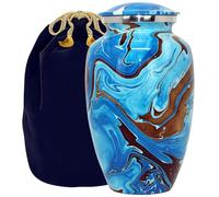 Ocean Tides - Urna de cremación para cenizas humanas para adultos - Encuentra comodidad con estas grandes urnas hermosas tonos tierra azul profundo y marrón - con bolsa de terciopelo