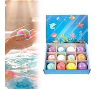 Ocean Toy Bath Salt Ball Sleeve Box Bath Bombs, 12-Pack Bath Bombs with Surprise Inside, Easter Gifts Bubble Easter Basket Stuffers Easter Egg Fillers