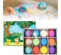 Ocean Toy Bath Salt Ball Sleeve Box Bath Bombs, 12-Pack Bath Bombs with Surprise Spring Inside, Upgrade Easter Gifts Bubble Easter Basket Stuffers Fillers (Animales terrestres)
