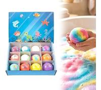 Ocean Toy Bath Salt Ball Sleeve Box Bath Bombs, 12-Pack Bath Bombs with Surprise Spring Inside, Upgrade Easter Gifts Bubble Easter Basket Stuffers Fillers (Animales marinos)