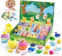 Ocean Toy Bath Salt Ball Sleeve Box Bath Bombs, 12-Pack Bath Bombs with Surprise Toys Inside, Upgrade Easter Gifts Bubble Easter Egg Fillers Birthday Gift for Boys Girls (Animals)