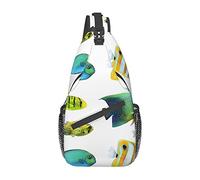 Ocean Tropical Fish Santa Claus Sling Bag, Mochila de Hombro Paquete de Pecho Causal Crossbody Daypack para Mujeres Hombres Senderismo Viajes