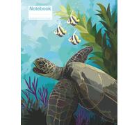 Ocean Turtle Fish Scene Notebook - Blank & Lined, 8.5" x 11", 120 pages: Colorful Digitally Painted Turtle and Fish underwater in the Ocean