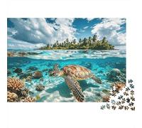 Ocean Turtle Puzzle 1000 Piezas Reciclable Material Tropical Island Puzzle para Adultos Excelente Idea de Regalo Fun Family Gaming Time Activity 52x38cm/1000pcs